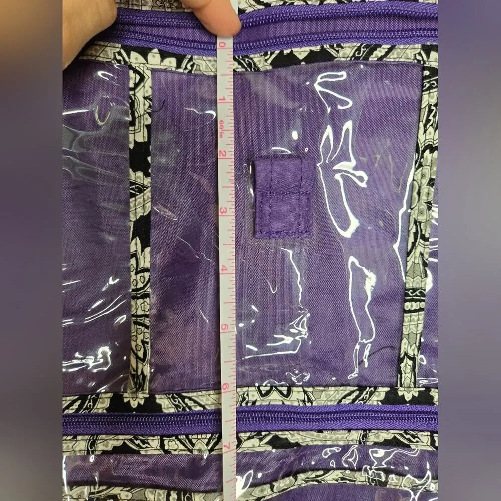 Travel Jewelry Organizer Black White & Purple w/ Multiple Zippered Compartments
